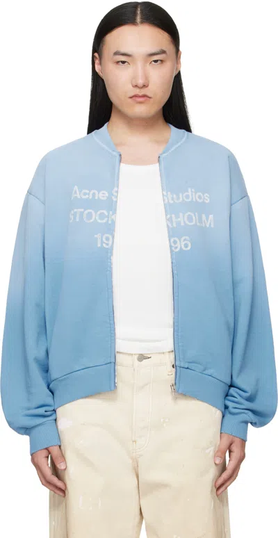 Acne Studios Washed Zip-up Cardigan In Blue