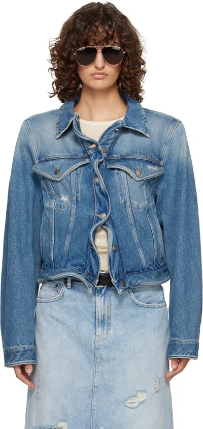 Acne Studios Blue Wavy Denim Jacket