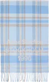 Acne Studios Blue Wide Check Logo Scarf