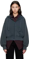 Acne Studios Blue Zipper Hoodie In Multi