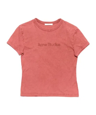 Acne Studios Blurred Logo-print T-shirt In Red