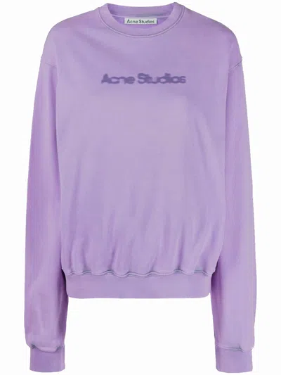 Acne Studios Blurred Logo Sweatshirt Woman Purple In Cotton