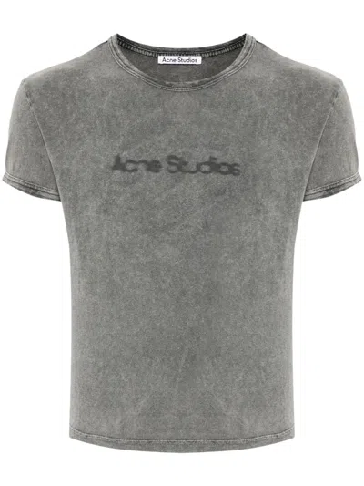 Acne Studios Blurred Logo T-shirt In Grey
