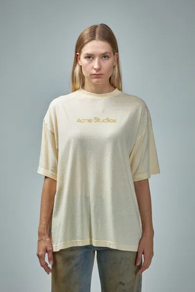 Acne Studios Blurred Logo T-shirt In Yellow & Orange