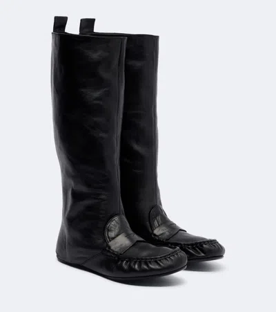 Acne Studios Bojan Leather Knee-high Boots In Black
