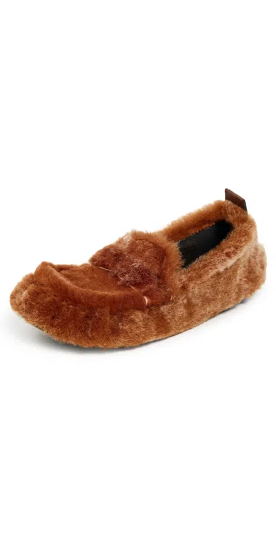 Acne Studios Bojan Shaved Shearling Loafers Orange Multi In Brown