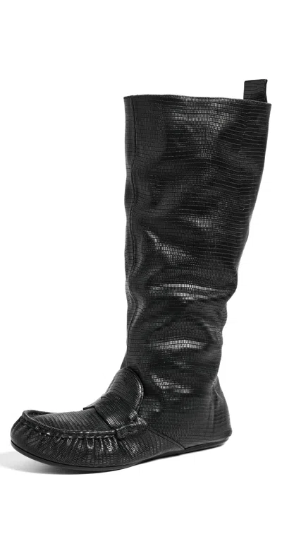 Acne Studios Bojan Slouch Lizard Boots Black
