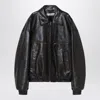 Acne Studios Leather Bomber Jacket Featuring Pockets In Black