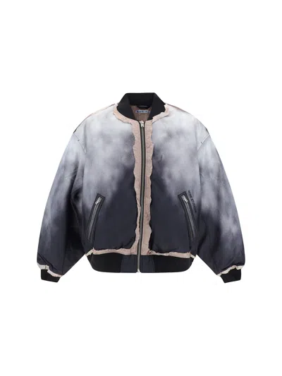 Acne Studios Distressed Bomber Jacket In Grey