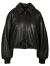 Acne Studios Faux Leather Bomber Jacket Black In Black