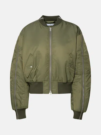 Acne Studios Bomber Jacket In Green Nylon