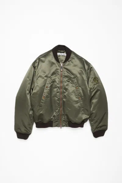 Acne Studios Logo-embroidered Bomber Jacket In Military Green