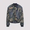 Acne Studios Graphic Print Denim Bomber Jacket In Blue