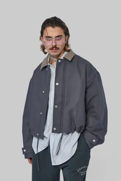 Acne Studios Bomber With Leather Collar In Gray