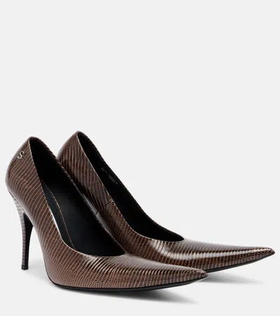 Acne Studios Bonnie Embossed Leather Pumps In Brown
