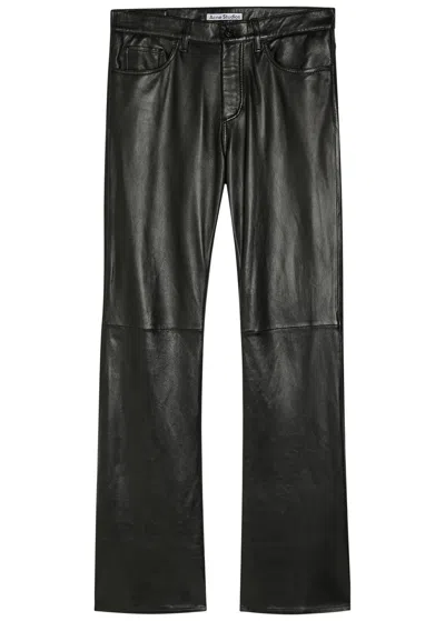 Acne Studios Bootcut Leather Trousers In Black
