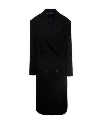 Acne Studios Bouclé-texture Wool-blend Coat In Black