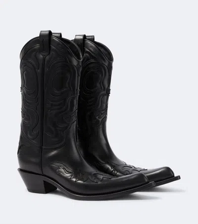 Acne Studios Bouni Leather Cowboy Boots In Black