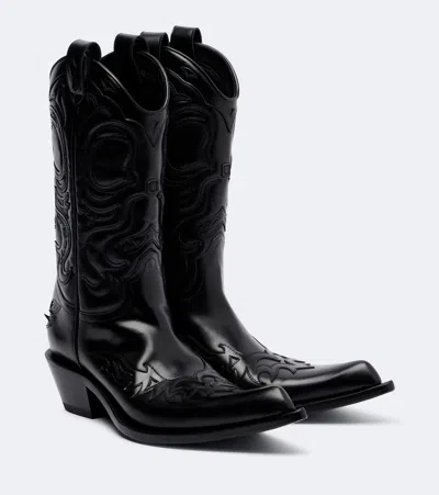Acne Studios Bouni Leather Cowboy Boots In Black