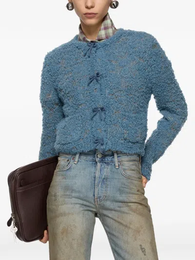 Acne Studios Bow-detail Cardigan In Blue