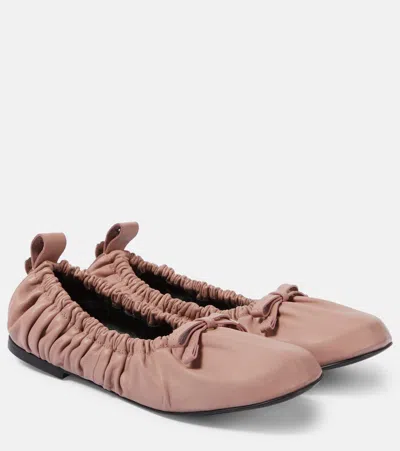 Acne Studios Bow-detail Leather Ballet Flats In Brown