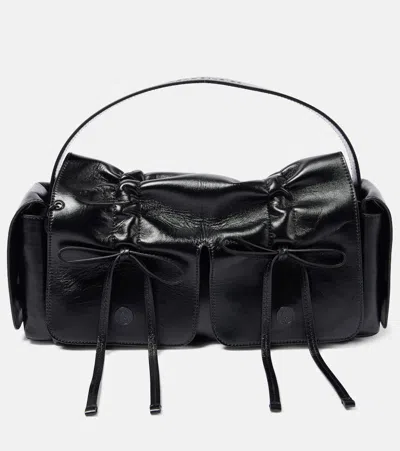 Acne Studios Bow-detail Leather Tote Bag In Black