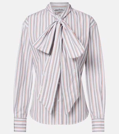 Acne Studios Bow-detail Striped Cotton Shirt In Multi
