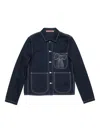 Acne Studios Bow-embroidered Denim Jacket In Blue