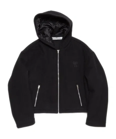 Acne Studios Hooded Jacket Wool Blend In Black