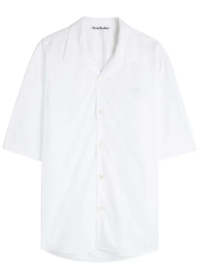 Acne Studios Bow-embroidered Piqué Cotton Shirt In White