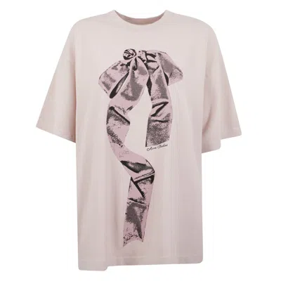 Acne Studios Bow Print Vintage Cotton T-shirt In Pink