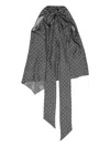 Acne Studios Scarf-detailed Printed Silk-jacquard Blouse In Gray