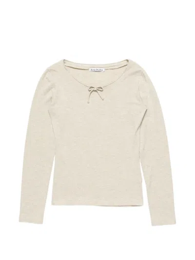 Acne Studios Bow-detail Long-sleeve T-shirt In Neutral