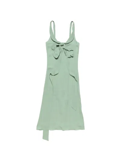 Acne Studios Bow-detail Silk Midi Dress In Green