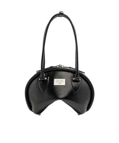 Acne Studios Black Handbag With Two Top Handles And Logo Plaque On The Front In Leather Woman In Brown