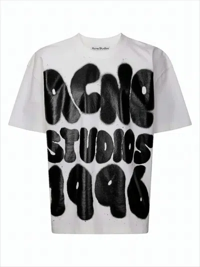 Acne Studios Boxy-cut Cotton T-shirt With Graffiti-style Print In White