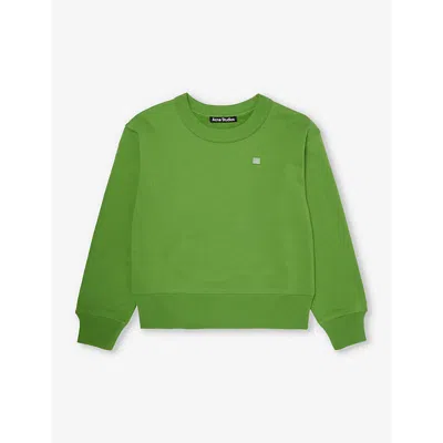 Acne Studios Boys Green Kids Brand-patch Cotton-jersey Sweatshirt 3-10 Years