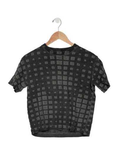 Pre-owned Acne Studios Kids' Boys Patterned Squares Short Sleeve Shirt In Grey