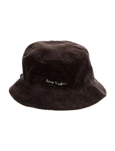 Pre-owned Acne Studios Branded Corduroy Bucket Hat In Brown
