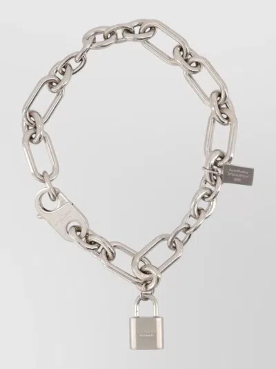 Acne Studios Brass Chunky Chain Bracelet Padlock Detail In Neutral