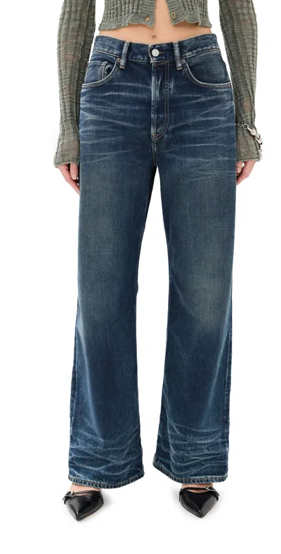 Acne Studios Broadway Mid Rise Baggy Jeans In Blue