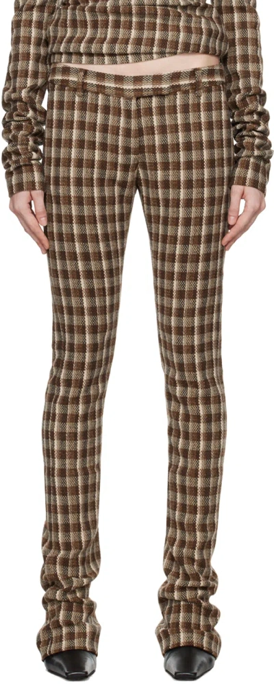 Acne Studios Brown & Beige Check Tailored Trousers In Af4 Beige/brown