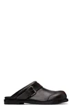 Acne Studios Brown & Black Leather Buckle Mules In Ahb Brown/black