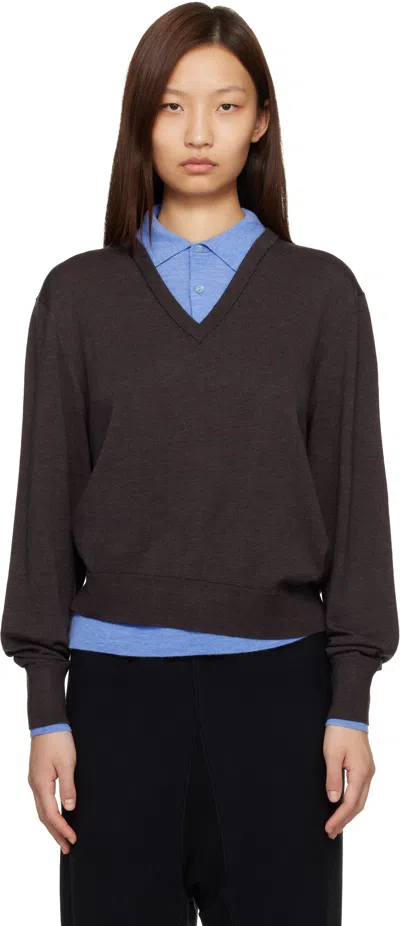 Acne Studios Brown & Blue Layered Wool Knit Sweater