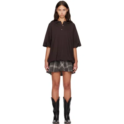 Acne Studios Brown & Green Layered T-shirt Minidress In Adm Dark Brown