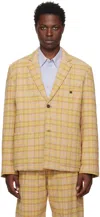 Acne Studios Brown & Orange Check Blazer In Bod Brown/orange