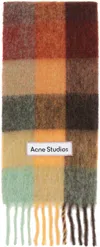 Acne Studios Brown & Yellow Mohair Checked Scarf In Bo9 Chestnut Brown/y
