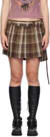 Acne Studios Tartan-check Pleated Miniskirt In Afq Brown/beige