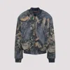 Acne Studios Graphic Print Denim Bomber Jacket In Brown