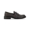 Acne Studios Brown Brushed Nylon Loafers With Silver-tone Detailing In Brown